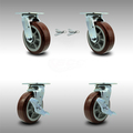 Service Caster 6 Inch SS Polyurethane Caster Set with Ball Bearings 2 Swivel Lock 2 Brake SCC SCC-SS30S620-PPUB-BSL-2-TLB-2